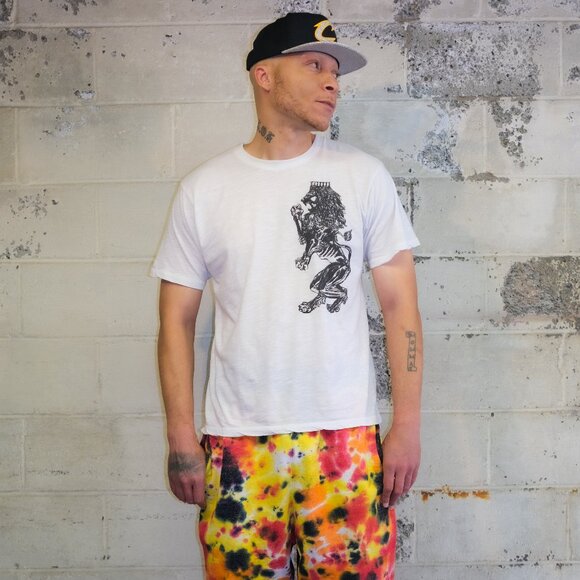 Royal Lion T-Shirt - White Crew Neck T-Shirt - by Devils May Care - Unisex - Picture 4 of 6